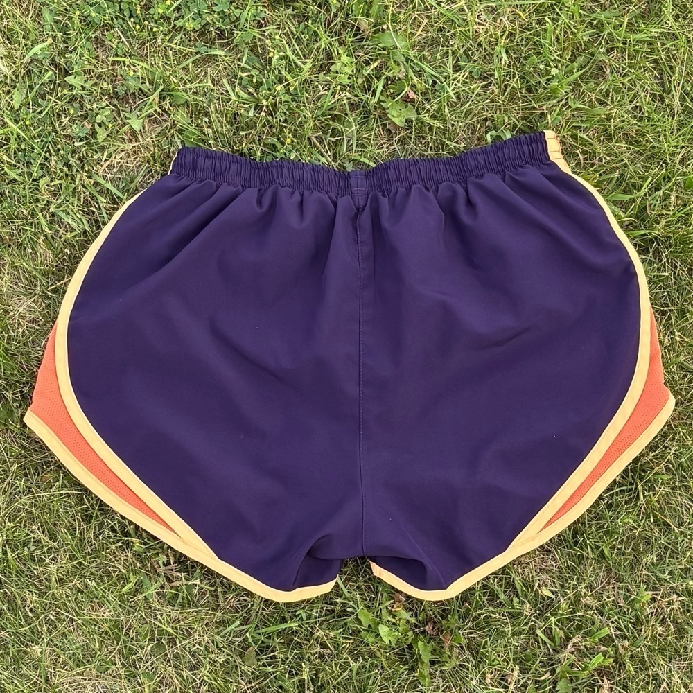 Nike Dri-Fit Athletic Shorts Womens Small Lined Purple Orange Tempo Running Logo - Picture 2 of 9